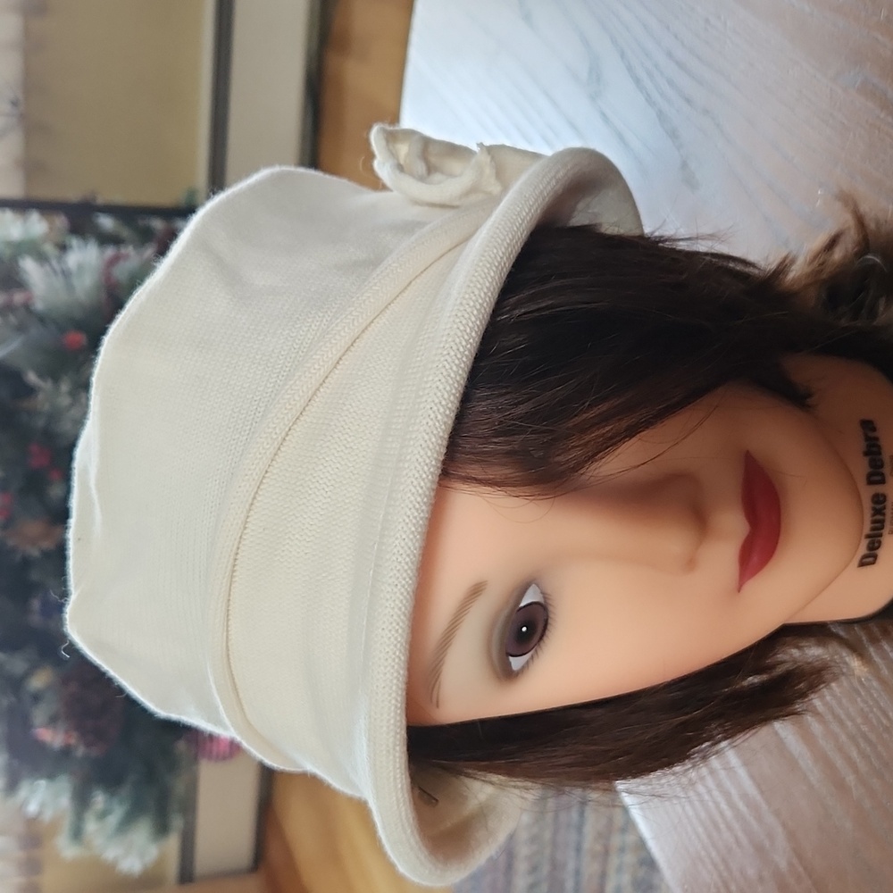 Parkhurst Cream Women's Cotton Knit Hat with Floral Detail Vintage Styled New - Picture 4 of 10